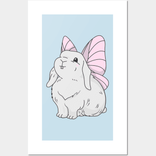 Fairy Bunny Rabbit - COLORED Cute Illustration Posters and Art